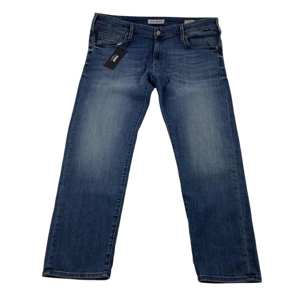Mavi Jeans Mid Brooklyn Blue Cotton Blend Jake Slim Leg 5-Pocket Pants Men 38x30